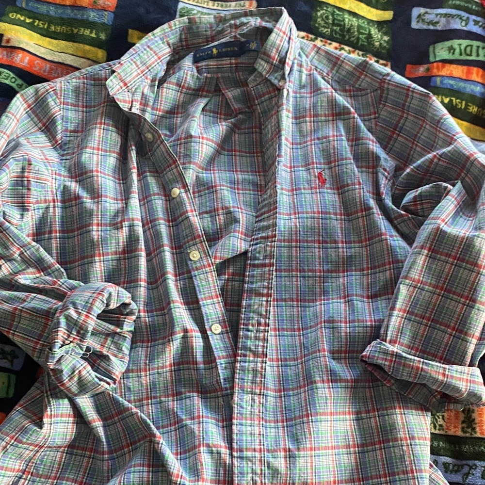 Polo by Ralph Lauren Green, Blue & Red Plaid Button-Down Shirt